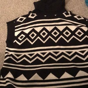 Tribal print turtle neck poncho